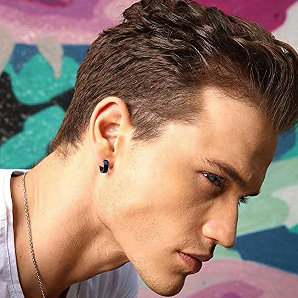 2PCS Stainless Steel Hoop Earrings for Men Women Small Hoop Huggie Ear Piercings