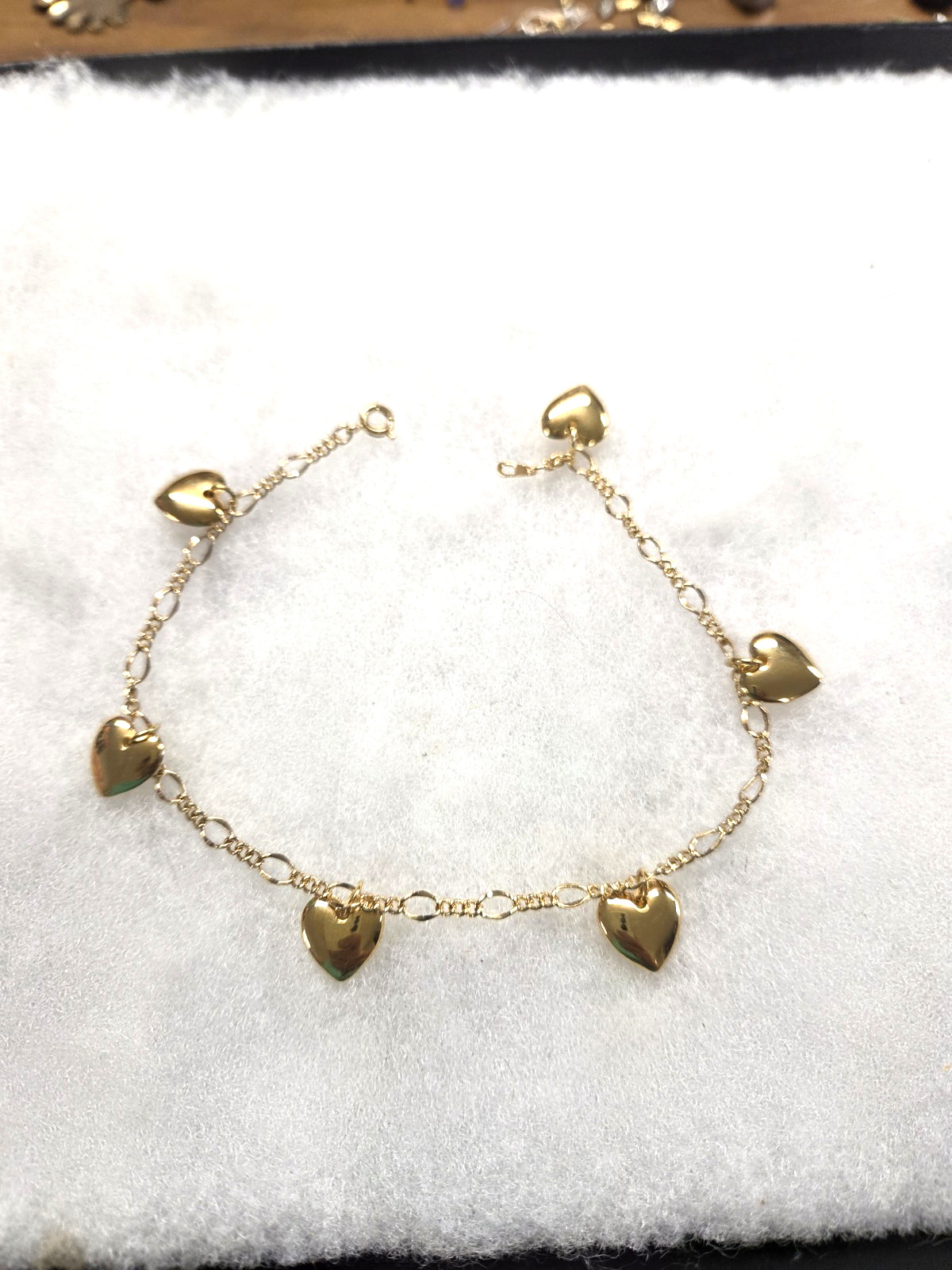 Vtg-mod nos gold tone chain Heart tassel Anklet