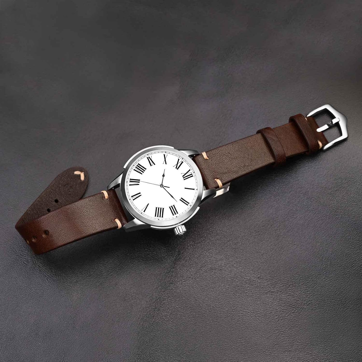 Correas de reloj de cuero para hombres cosidas a mano de dieciocho a veintidos