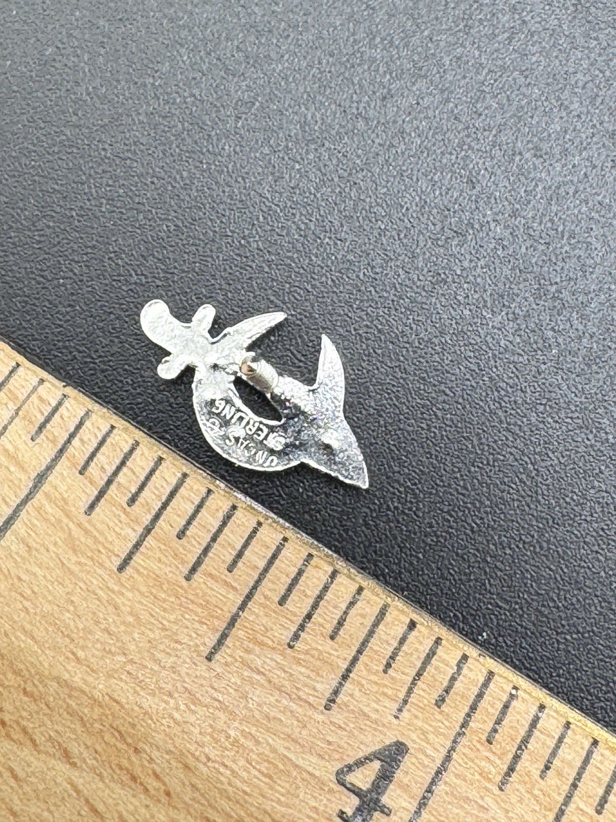 925 Sterling Silver Vintage C Z Crescent and Sable Pin No Backing