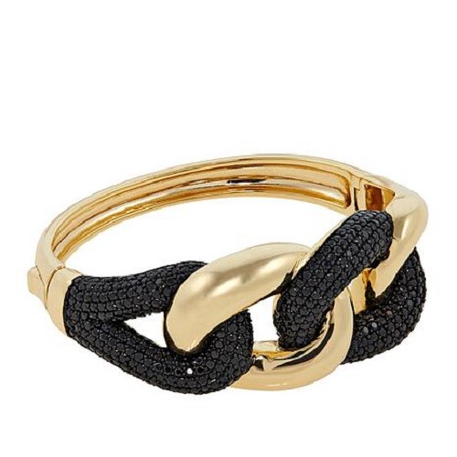HSN Bellezza Jewelry Collection Bronze Black Spinel Interlock Bangle Bracelet