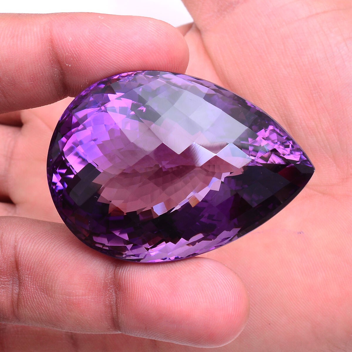 VVS 277.30 Cts Natural Amethyst Hi-Grade Pear Checker Cut Certified Gemstone