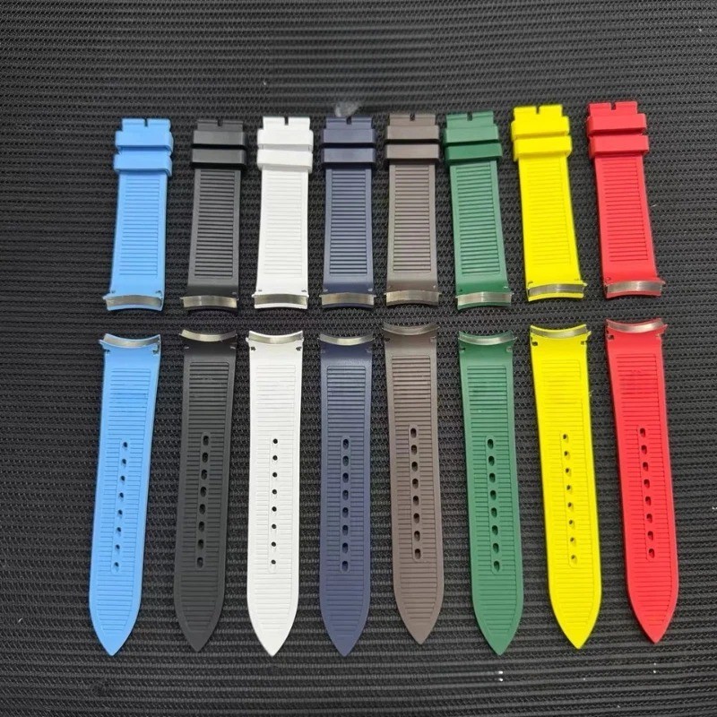 Replacement 21mm FKM Rubber Watch Strap Band Fits Piaget Polo Date 42mm