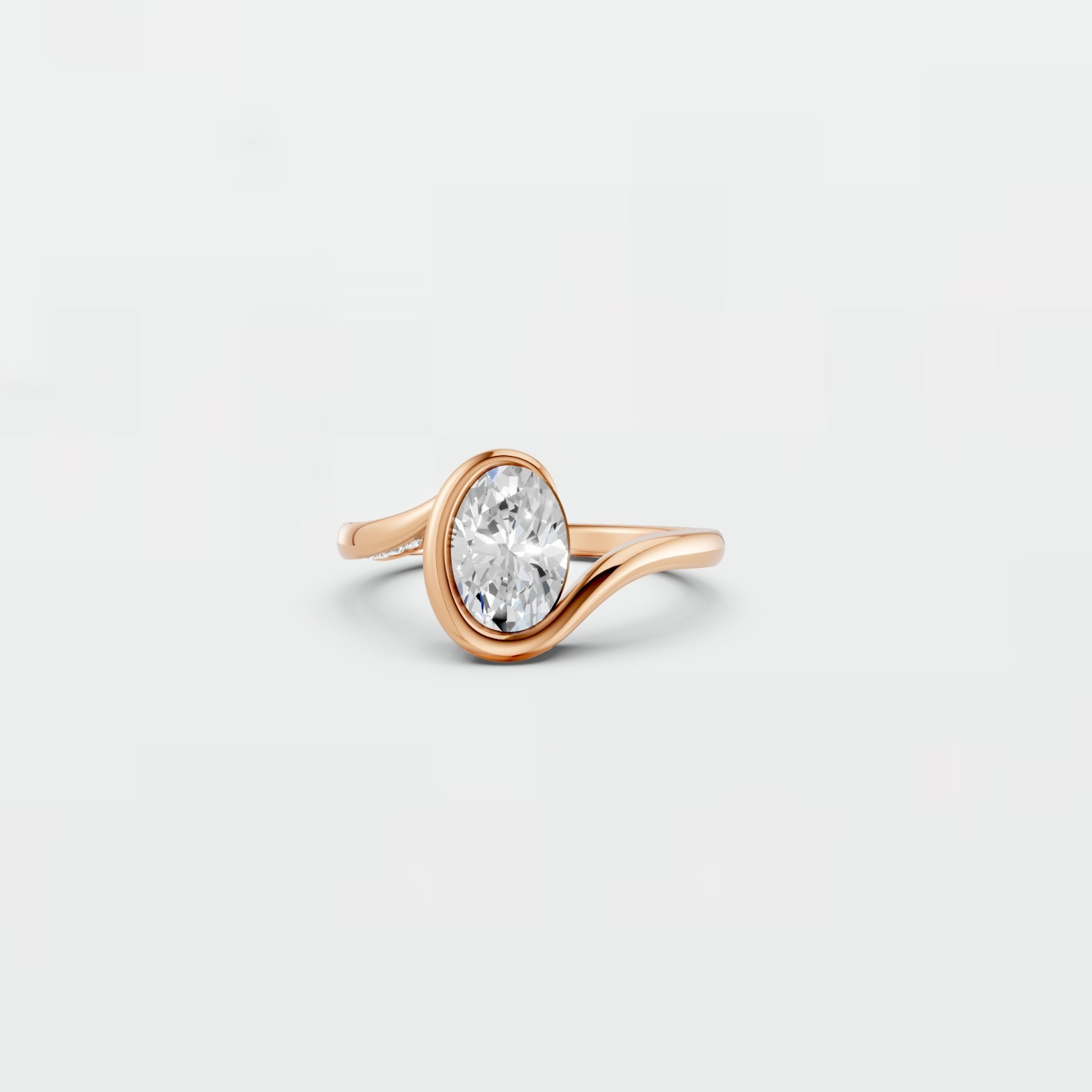 Oval Cut Lab Grown Diamond Bezel Setting Solitaire Engagement Ring