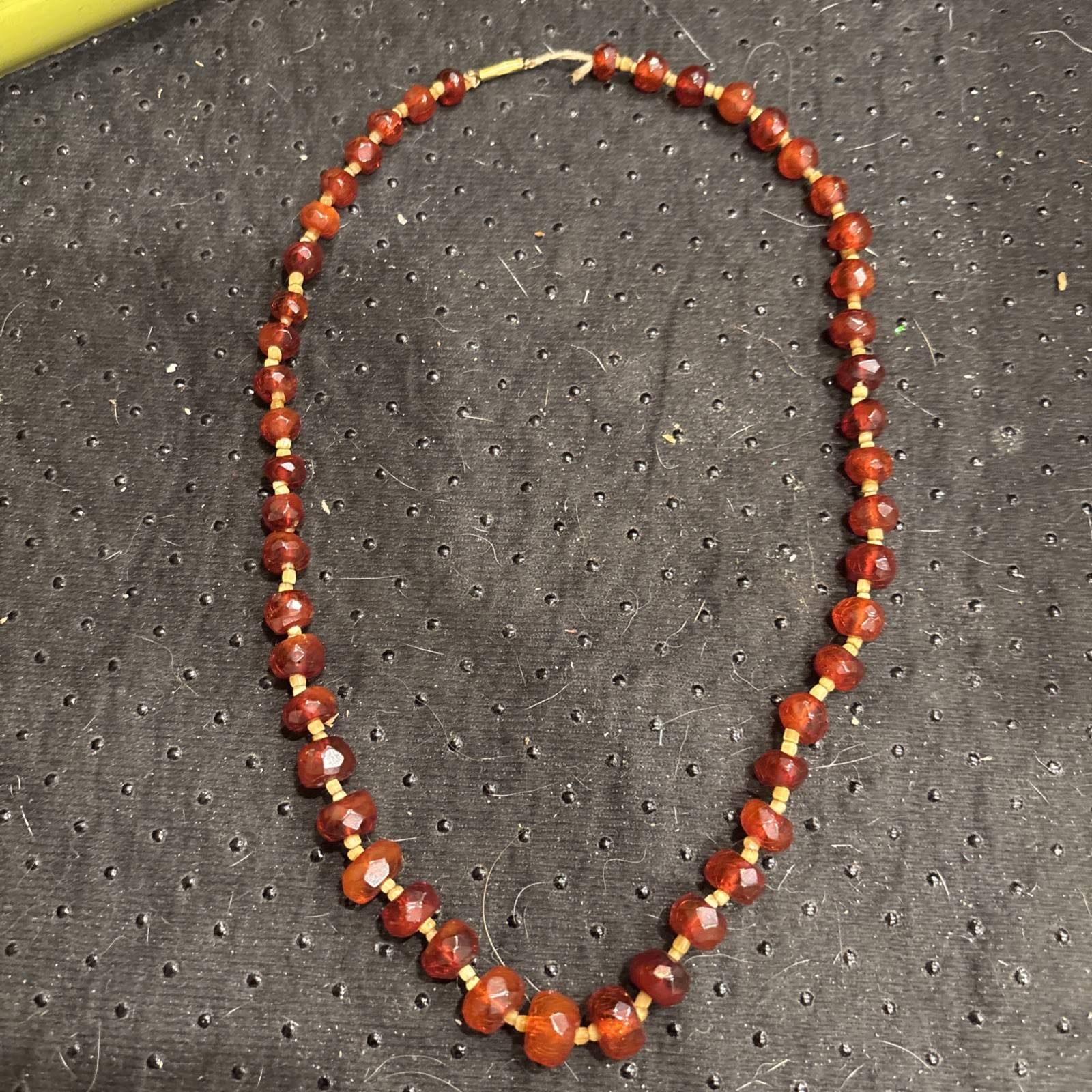 Stunning Rare 48 Faceted Amber Bead Necklace – With Insect Inclusions