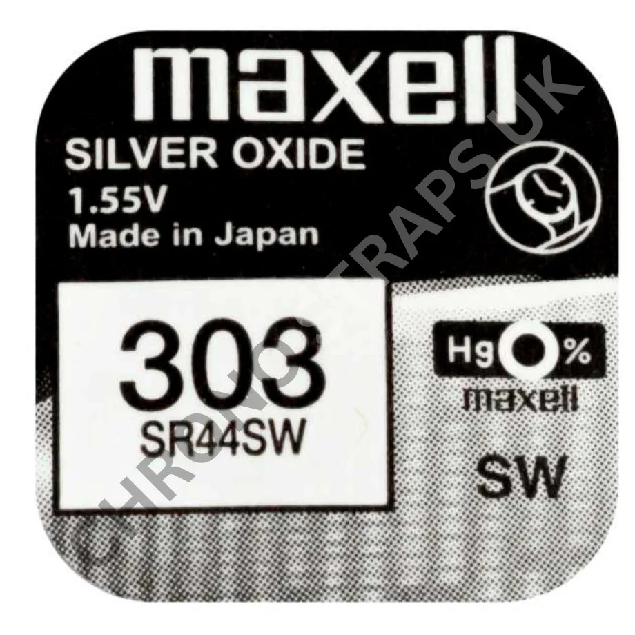 Maxell 303 / SR44SW Silver Oxide Watch Battery