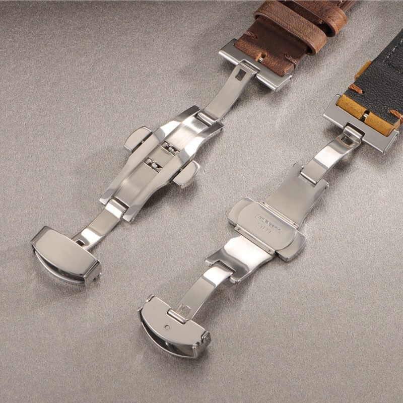 Quality Genuine Leather Watch Band 18mm-24mm Quick Release Strap Butterfly Clasp