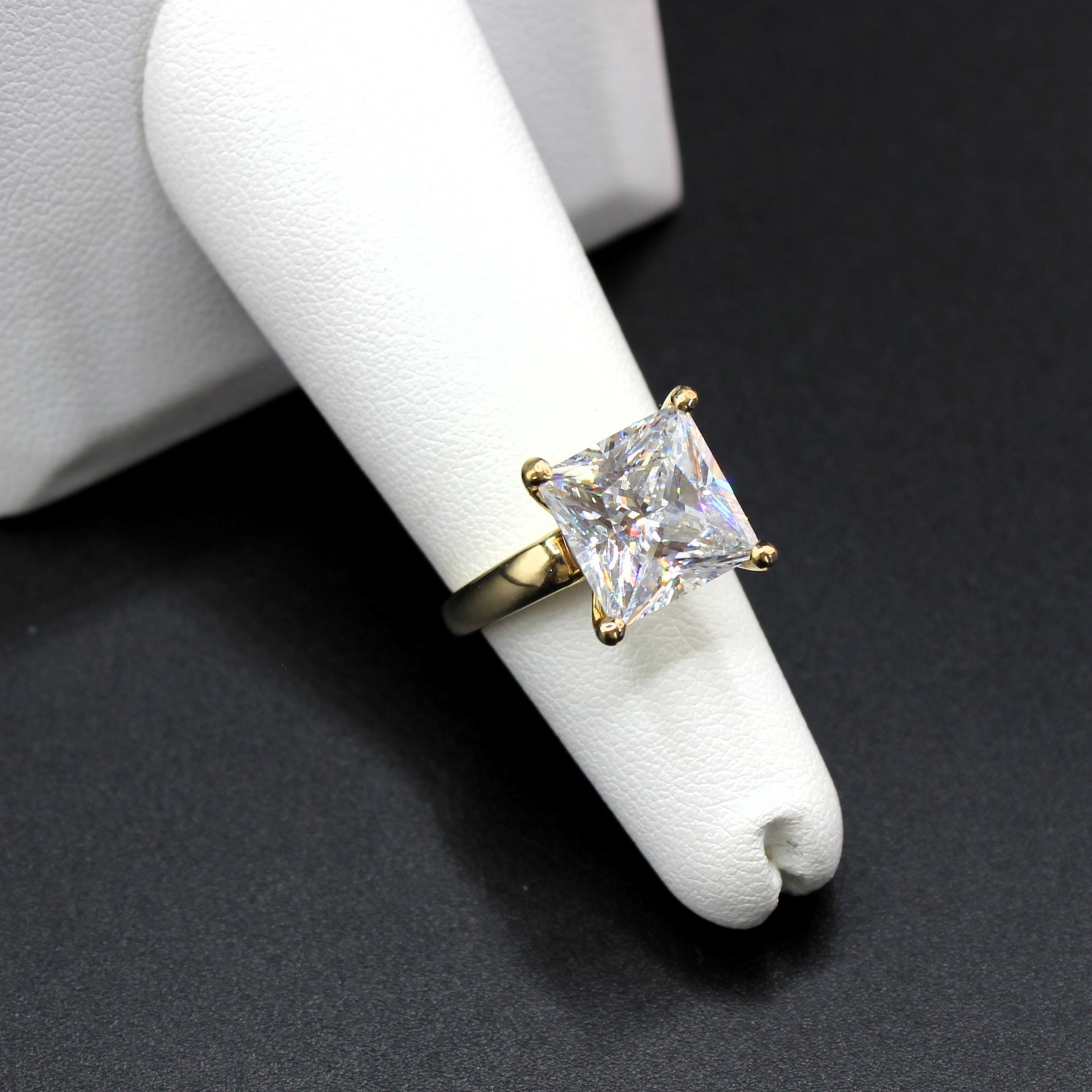 4 Carat Diamond Ring Engagement REAL 14k 6.80gm Man Made Wedding Vacation Size 5