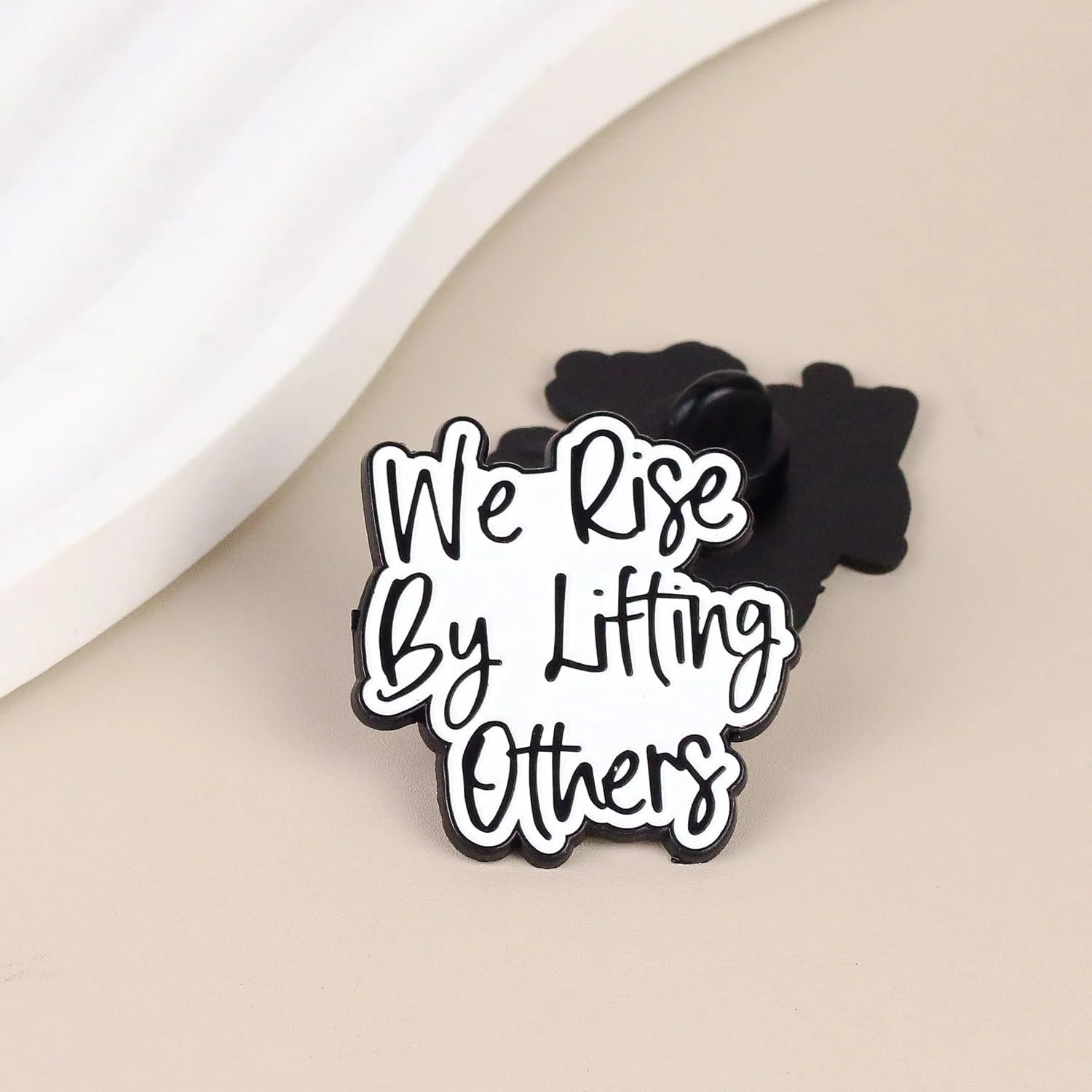 We Rise By Lifting Other Pin Brooch, Inspirational Enamel Pin, Encouragement Gif