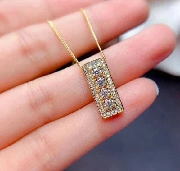 2 Ct Round Cut White Moissanite Women Beauty Pendant 14k Yellow Gold Plated