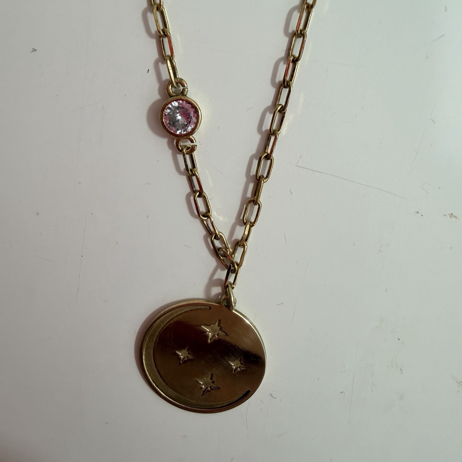 Mia Fiore Made In Italy Crescent Moon W/Stars Pendant 18KT Gold Plated Necklace