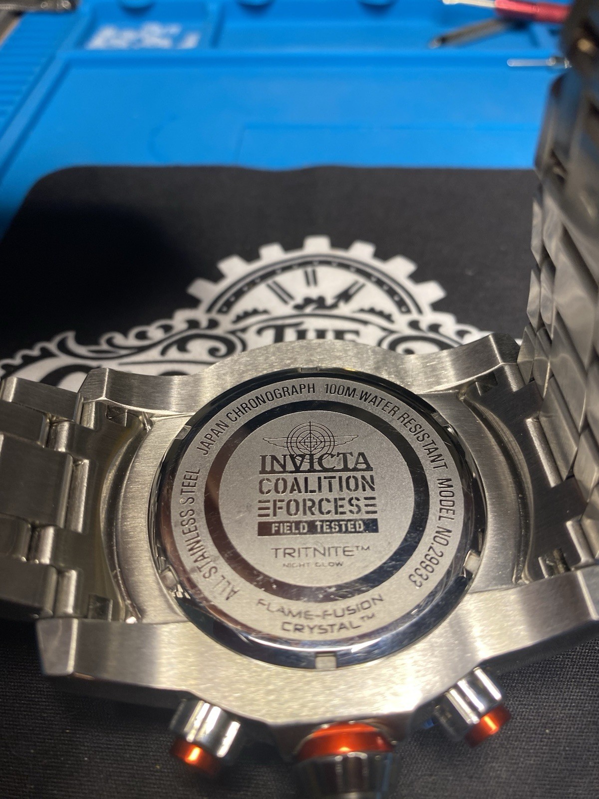 Invicta Coalition Forces Chronograph Quartz Date 100m SS Orange Dial 58.6mm