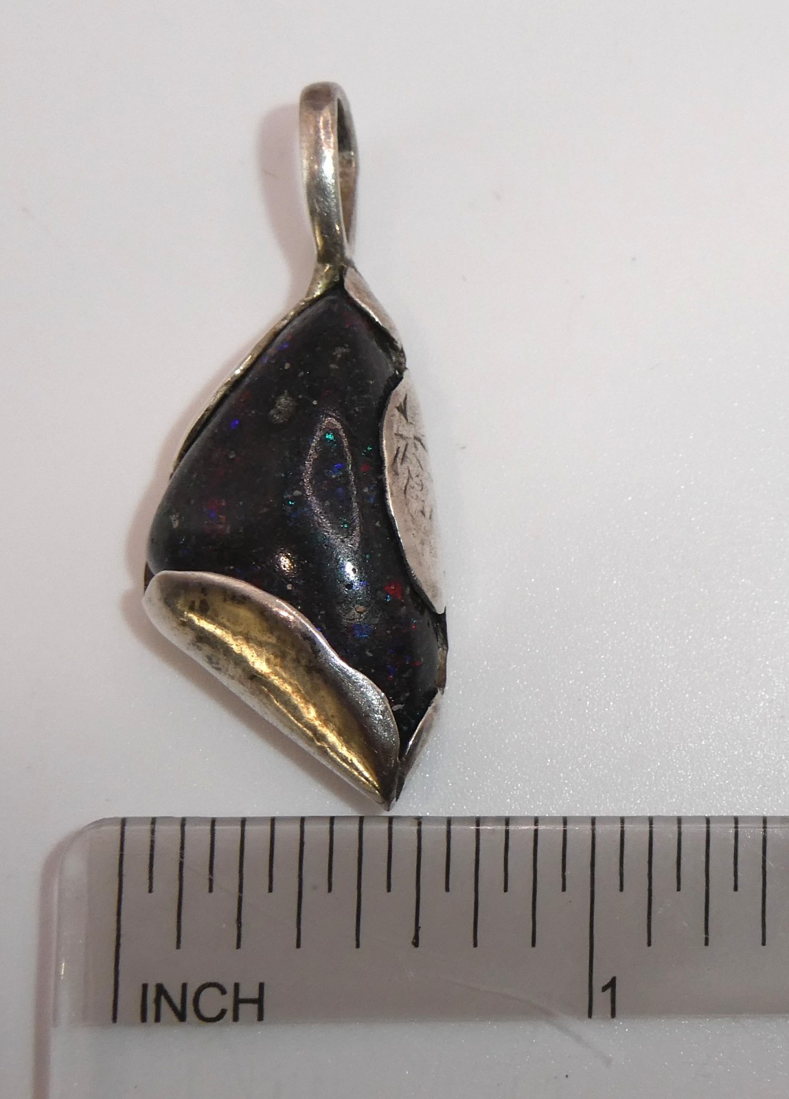Sterling Silver Pendant Black Matrix Fire Opal Handcrafted Artisan Studio OOAK