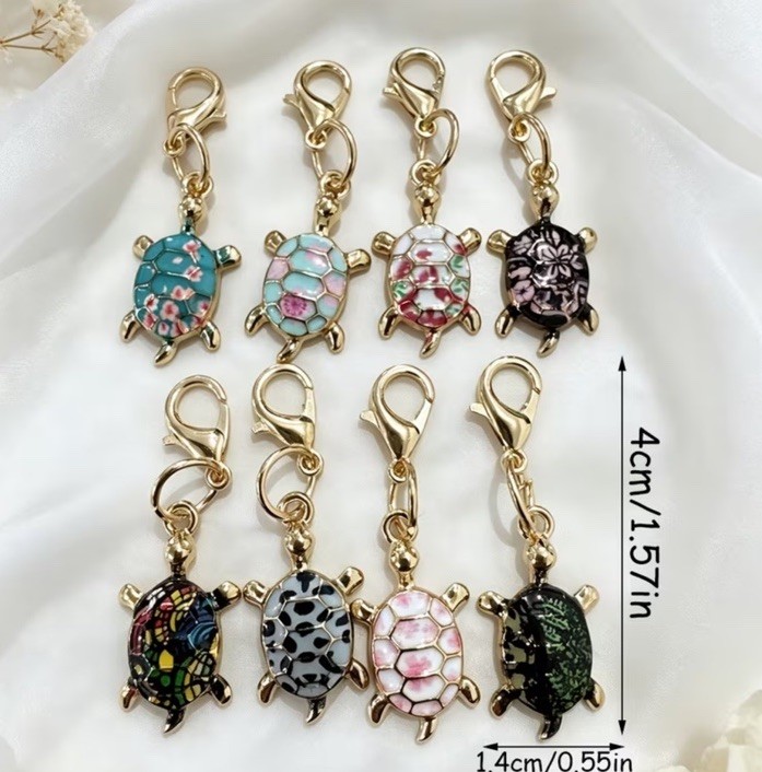 Charm Clip-On Turtle Bracelet Necklace Zipper Keychain Stitch Markers Sea Life