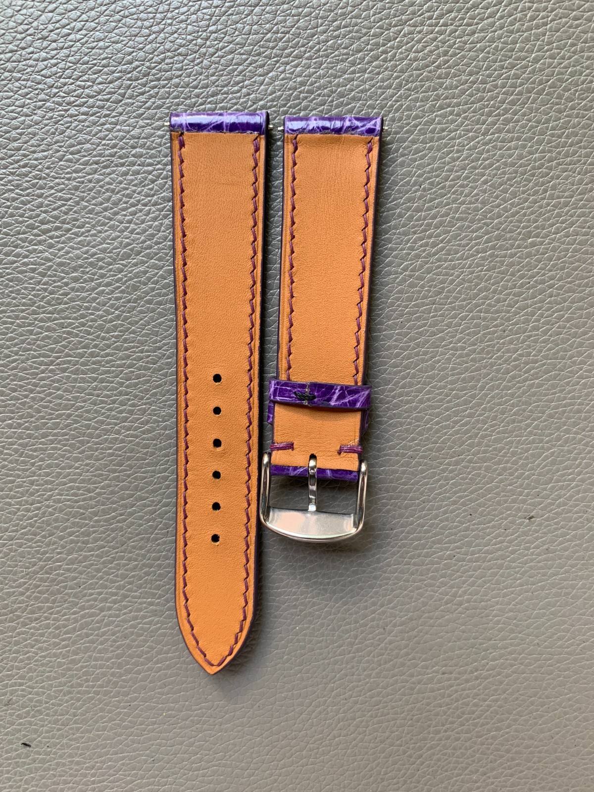 Purple Genuine Leather watch strap band Custom 10..16 17 18 19 20 21 22 23 24mm