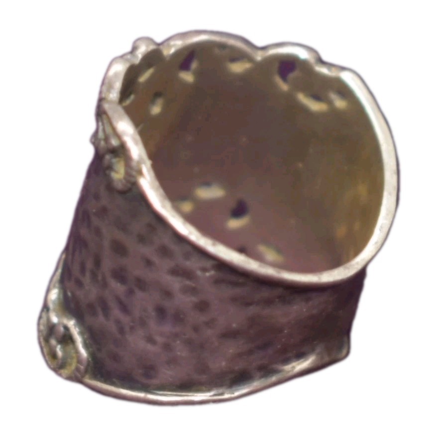 PAZ Creations Sterling Silver Wide Cigar Band Ring Hammered Filigree Israel…