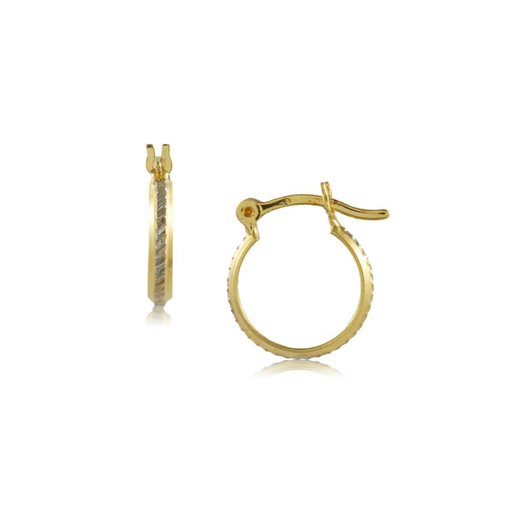 18K Gold Plated Round Hoop 2 tones Earring diam 15mm/0.6in width 2.7mm/0.1in