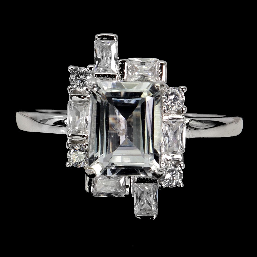 925 Sterling Silver Ring Octagon Aquamarine 8x6mm Natural Gemstone Jewelry Sz 8