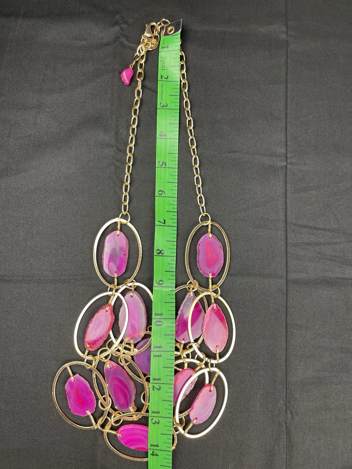 CGI CN Beautiful Statement Pink Gold Tone Necklace.