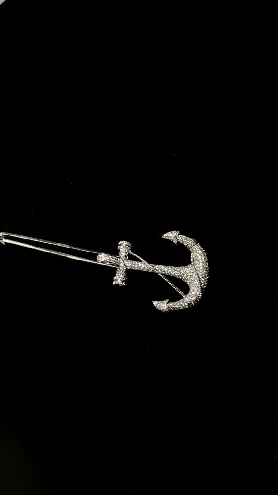 925 Sterling Silver CZ Anchor Pendant | 9g | Read Description