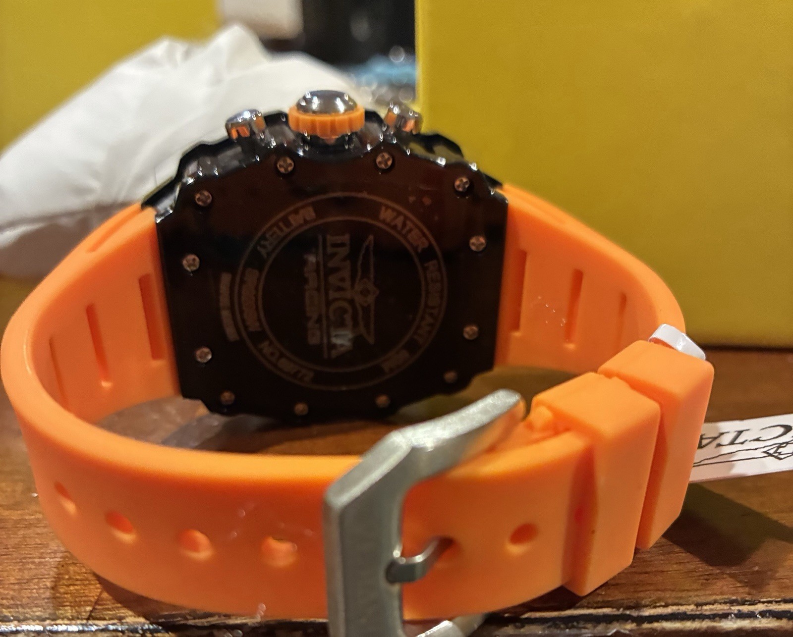 Invicta Racing Men’s Quartz Chronograph Date 44mm Black/Orange Silicone
