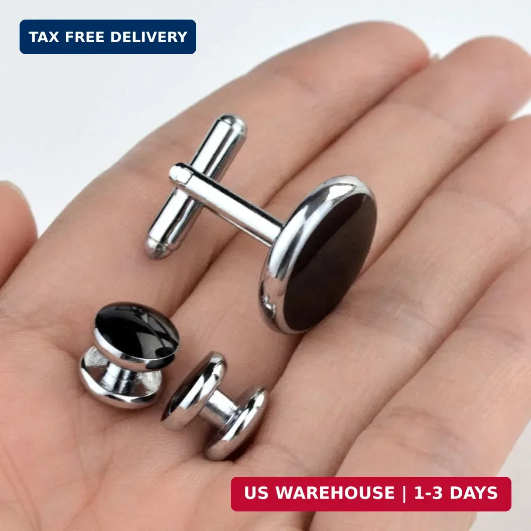 Tuxedo Studs and Cufflinks Set, Mens Cufflinks and Cuff Studs Set Cuff Links Sta
