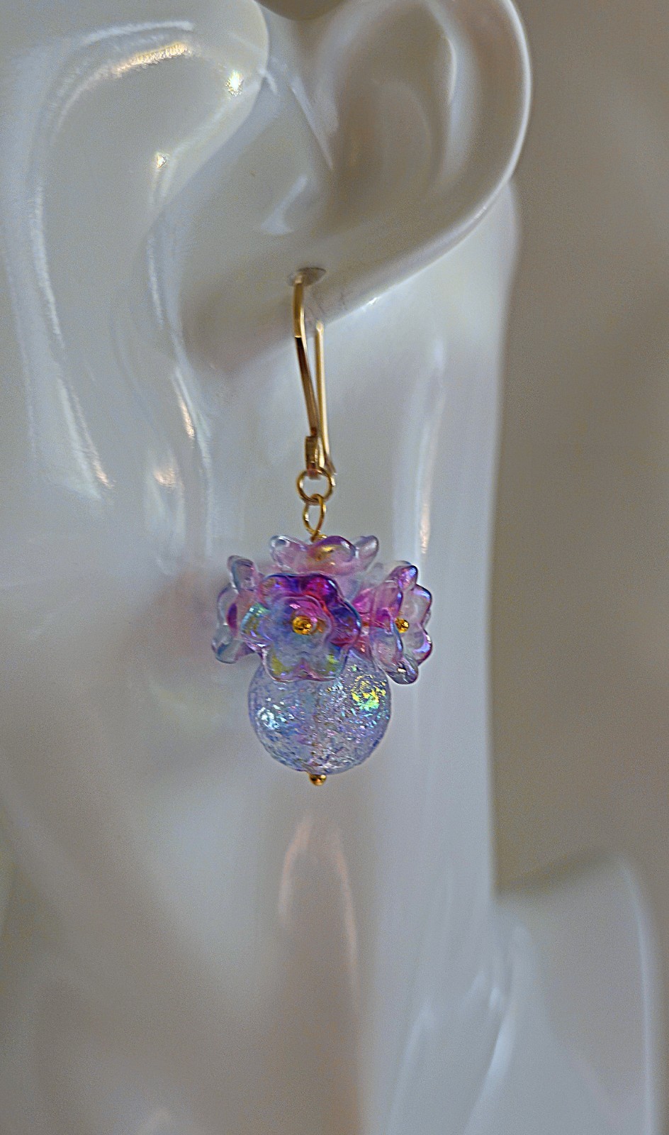 Purple & Blue Iridescent Floral Earrings | 14K | Botanical | Handmade | Spring
