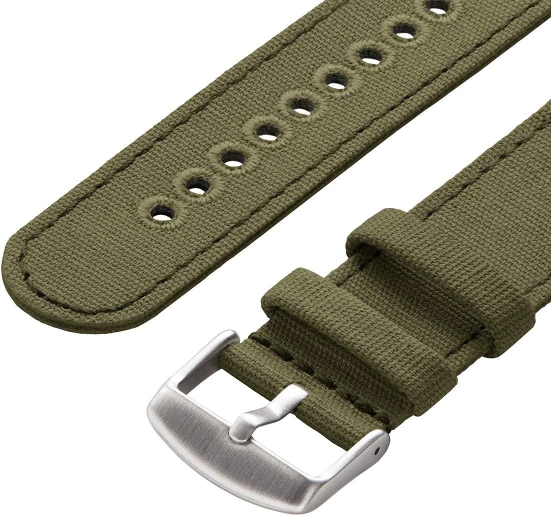 Canvas Quick Release Watch Bands Faded Olive, 22mm