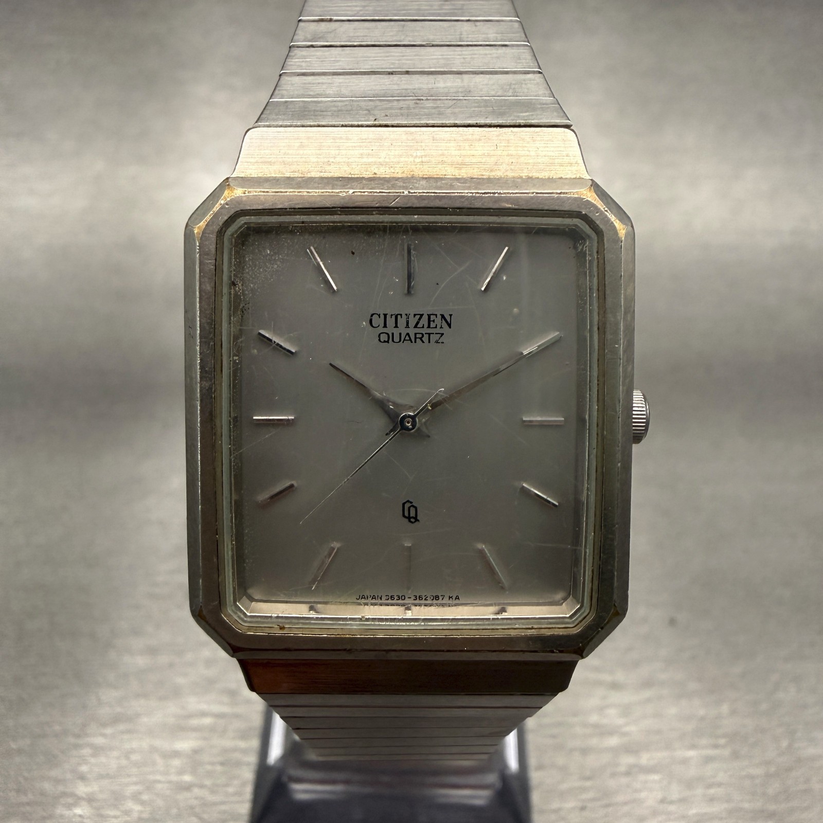Citizen CQ Watch Men 27mm Silver Dial Silver Tone Rectangle 3630-361300 New Batt
