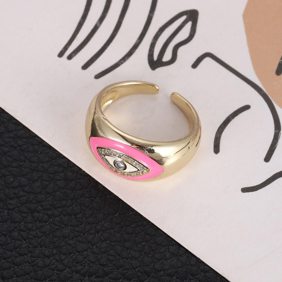 1Pcs Zircon Vintage Evil Eye Finger Ring For Women Men Gift Gold Color Turkish