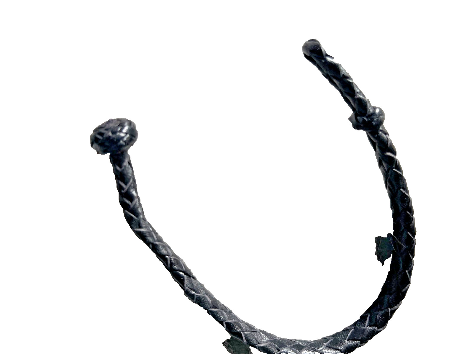 Western Mens Bracelet 9 x 3/8 in Flat Braid Leather Knot Cowboy Black