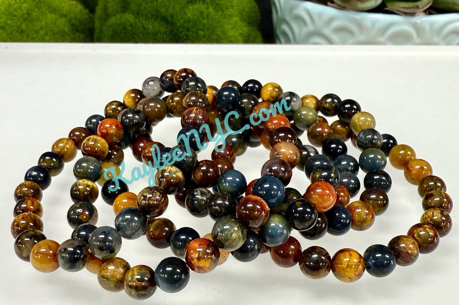 Wholesale 6 Pcs 7mm Pietersite Natural Crystal Healing Stretch Bracelet 7.5″