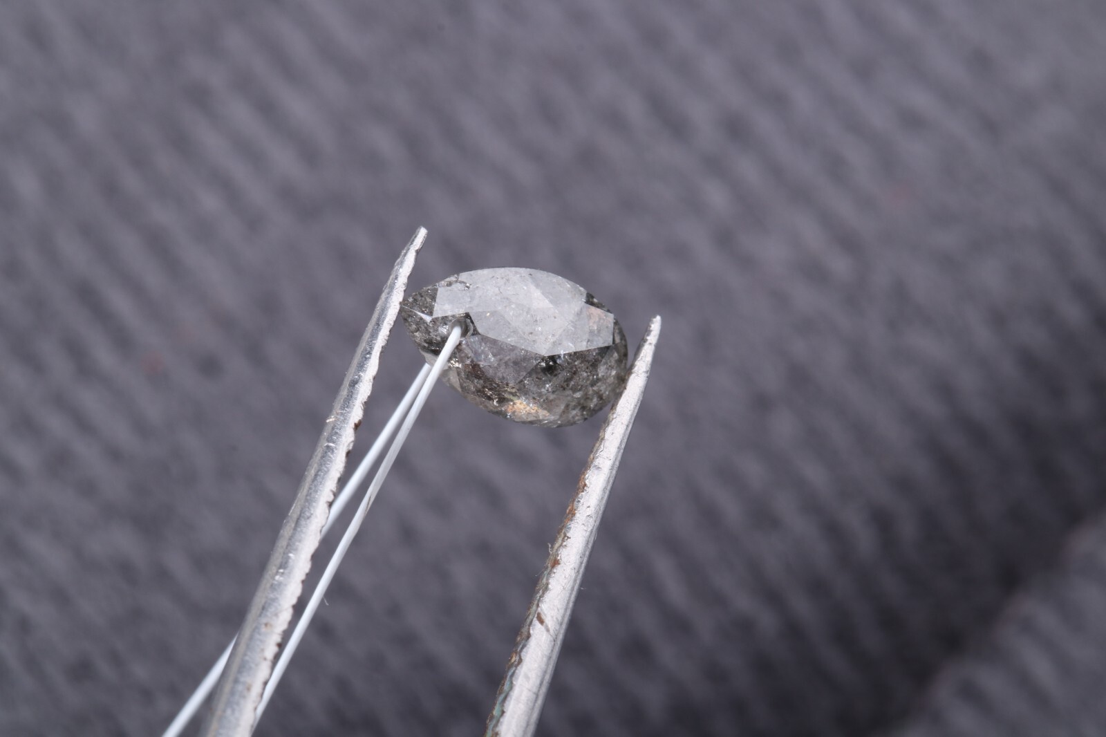 0.65ct Gray Salt Pepper Diamond Drilled Pear Cut Loose Diamond 7.21mm DB162