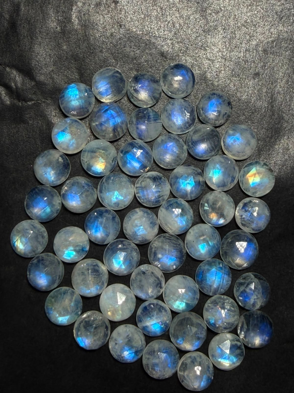 Rainbow Moonstone A One Quality 7 mm Natural Moonstone Rose Cut Loose Gemstone