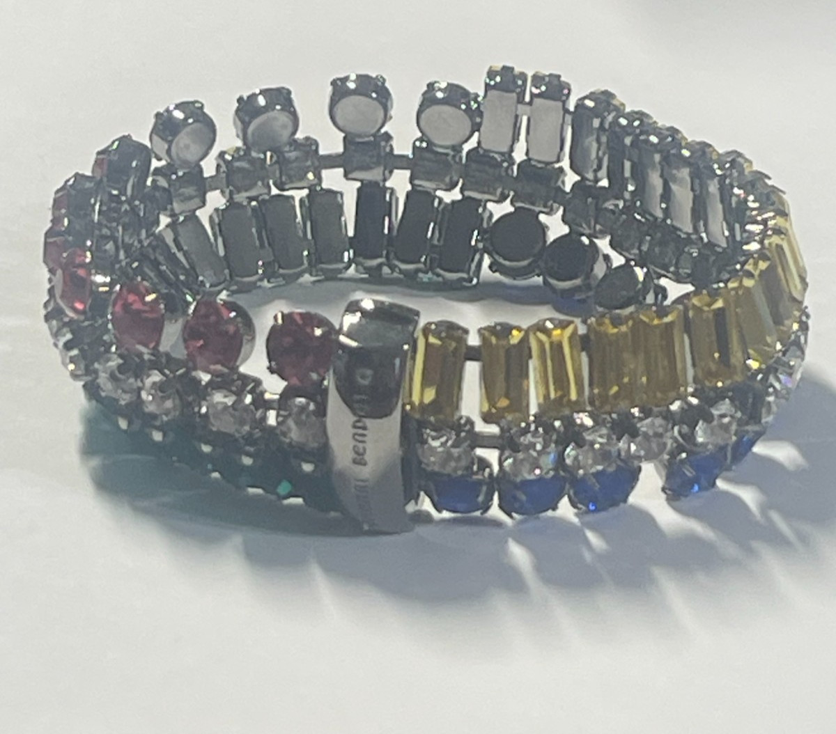 Henri Bendel Duchess Statement Bracelet Jewel Tone Crystals Hematite Rare