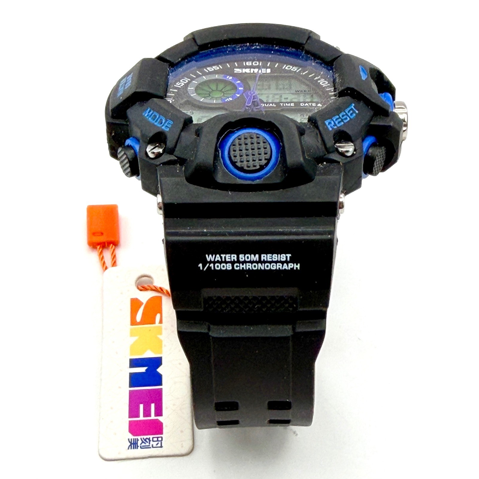 SKMEI 1029 Analog Digital Sport Watch Black Blue Dual Time Alarm NWT Battery