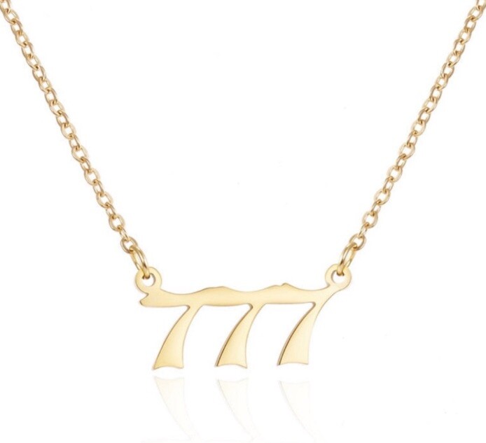 777 Angel Number Necklace Lucky 7s Silver Or Gold 18 inches Numerology Signs