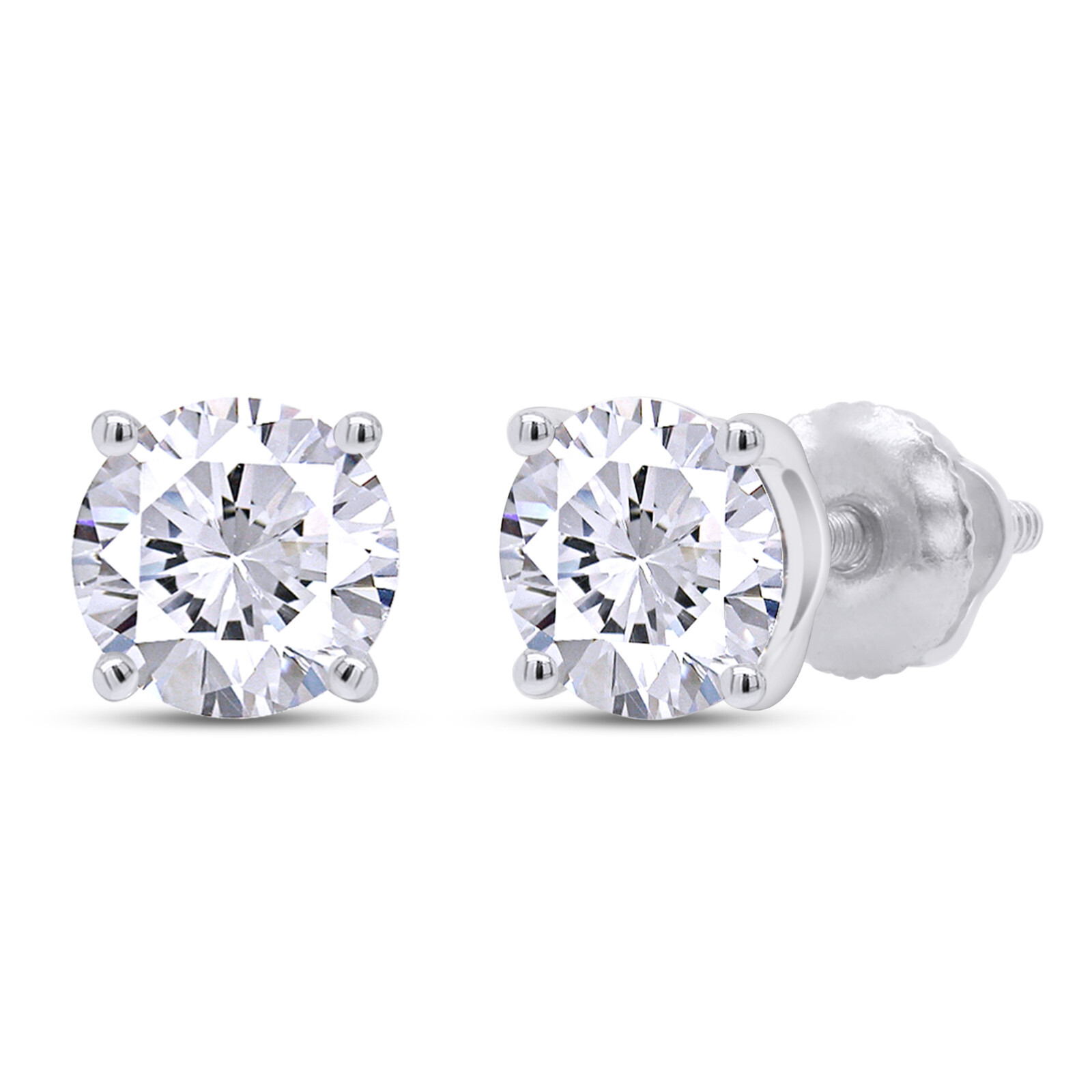1/2 – 2Ct Diamond Screw Back Studs 14k Gold Earrings Lab Grown (GH/VS2-SI1)