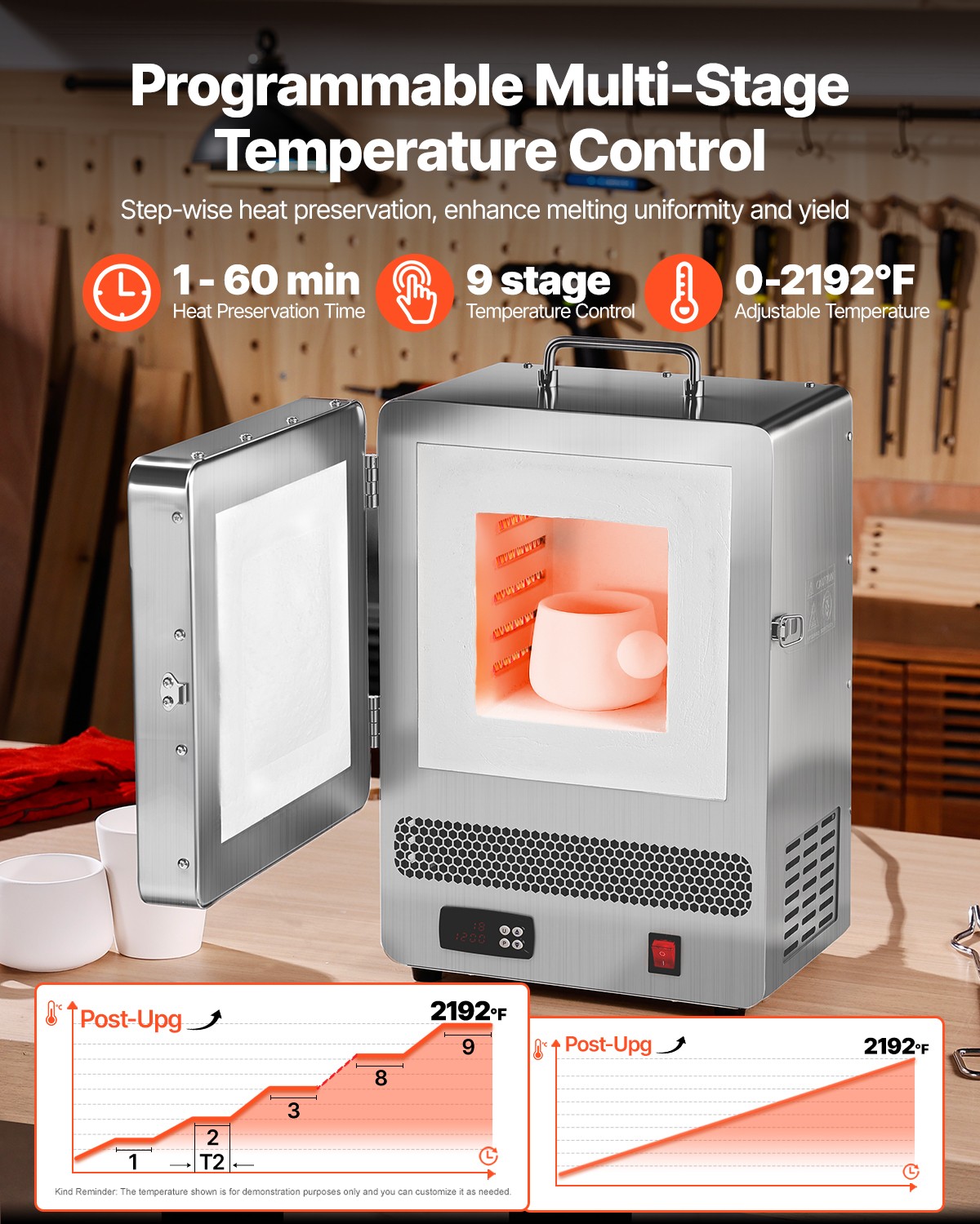 VEVOR Tabletop Kiln Melter Electric Kiln 1500W 2192℉ Max Temperature Furnace