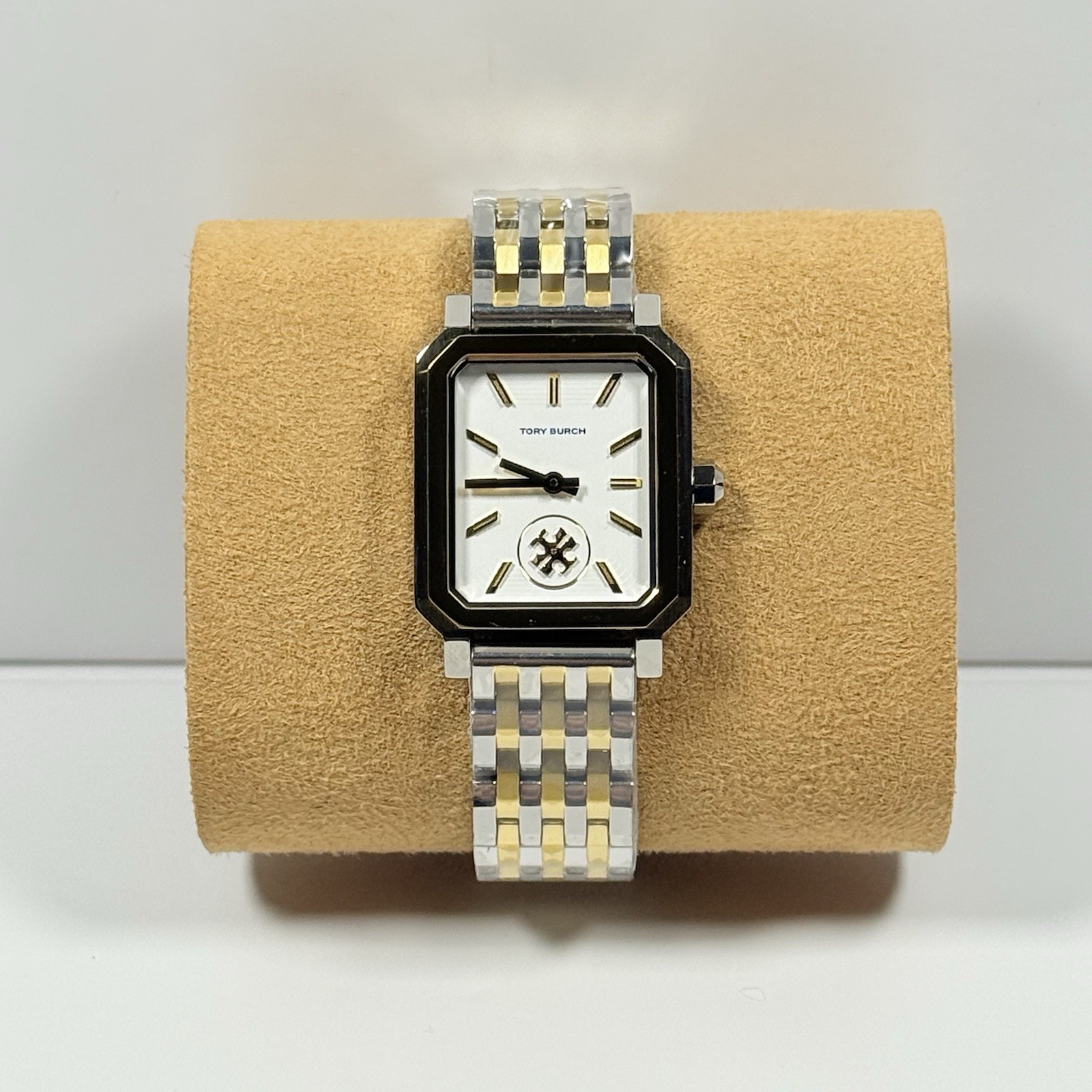Tory Burch TBW1501 White Rectangular Dial, Two Tone Bracelet Women’s Watch