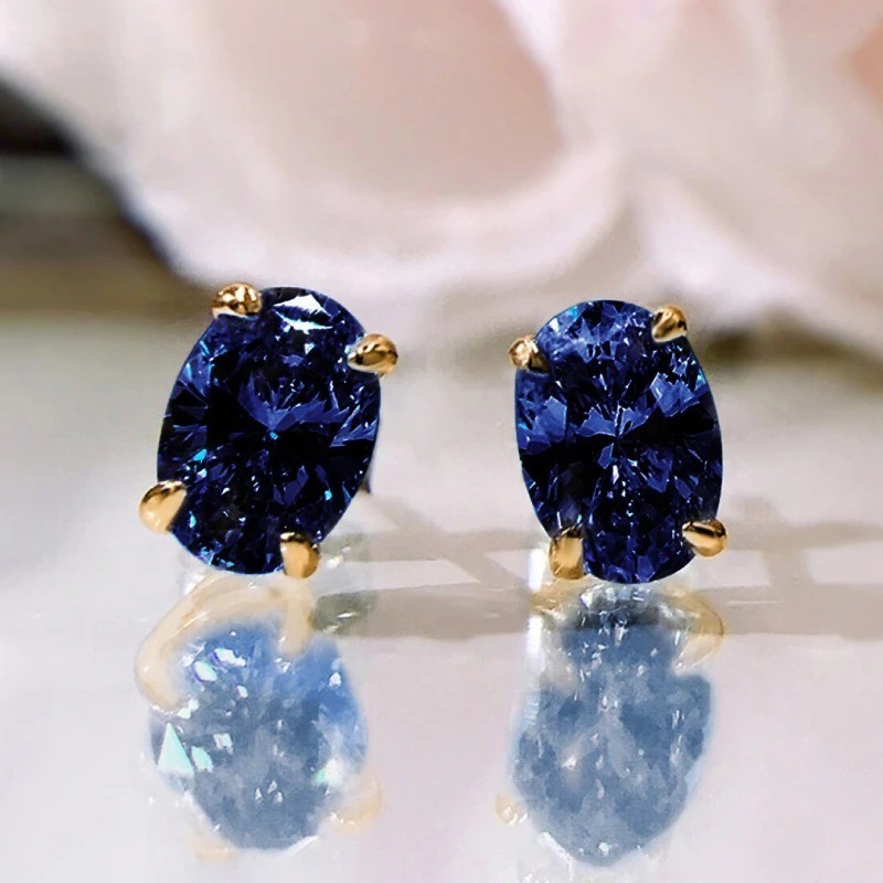 Huitan Simple Stud Earrings with Oval CZ for Lady Daily Wear Ear Accessories