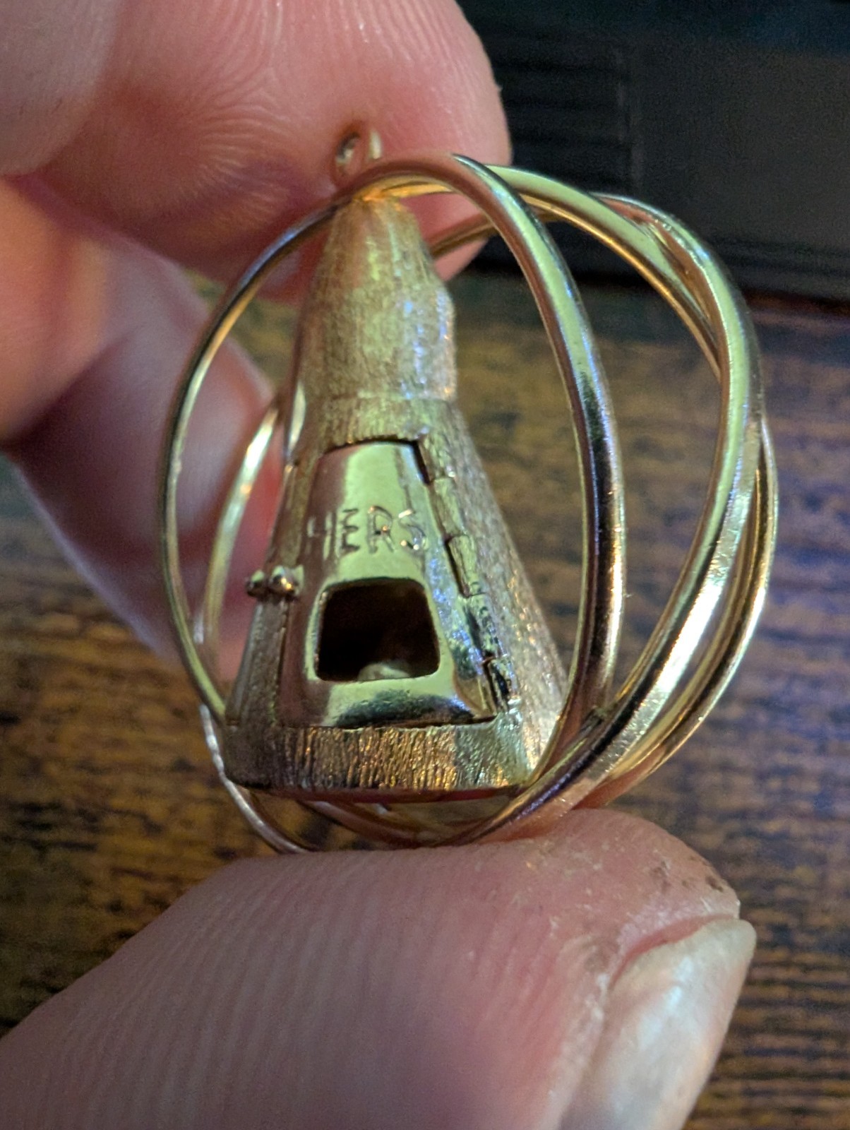 Vintage 14k Gold Mechanical Gemini Space Capsule Charm Pendant Heavy 19g+ NASA
