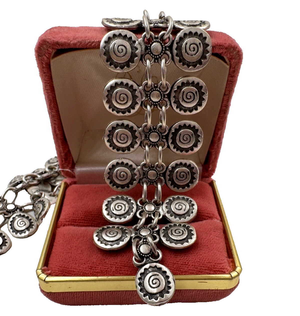 GORG VINTAGE SAUTOIR ART DECO SILVER TN NECKLACE ZIPPER DESIGN XL LONG WRAP ARND