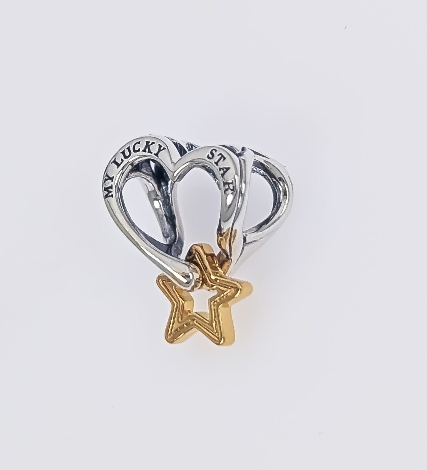 New 100% Authentic PANDORA Gold Silver My Lucky Star & Heart Charm 763513C00