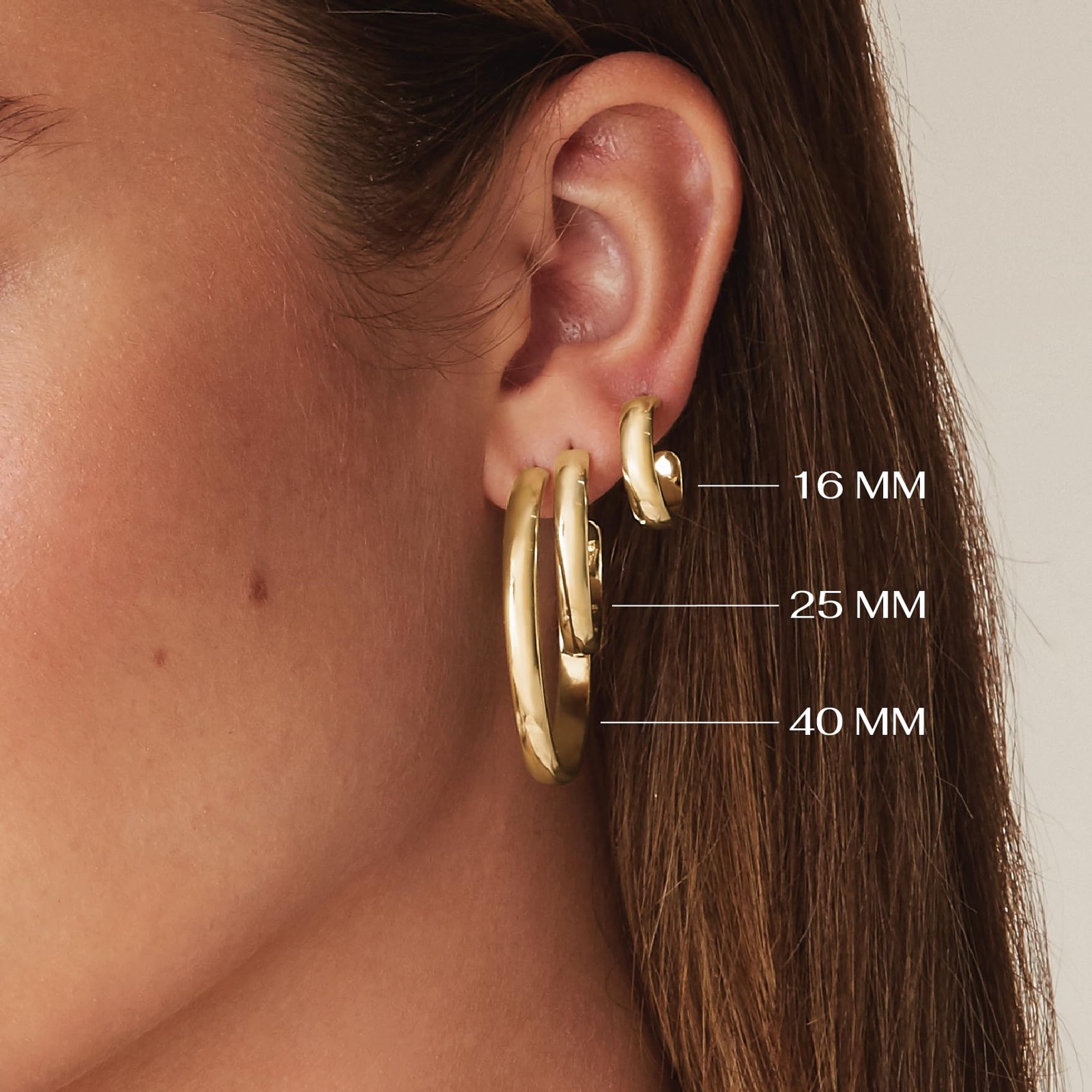 PAVOI 14K Yellow Gold Plated Lightweight Hoop 25 Millimeters,