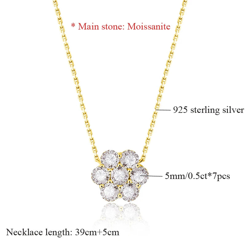 Top Quality Real Moissanite Pendant Necklace 925 Sterling Silver Party for Women