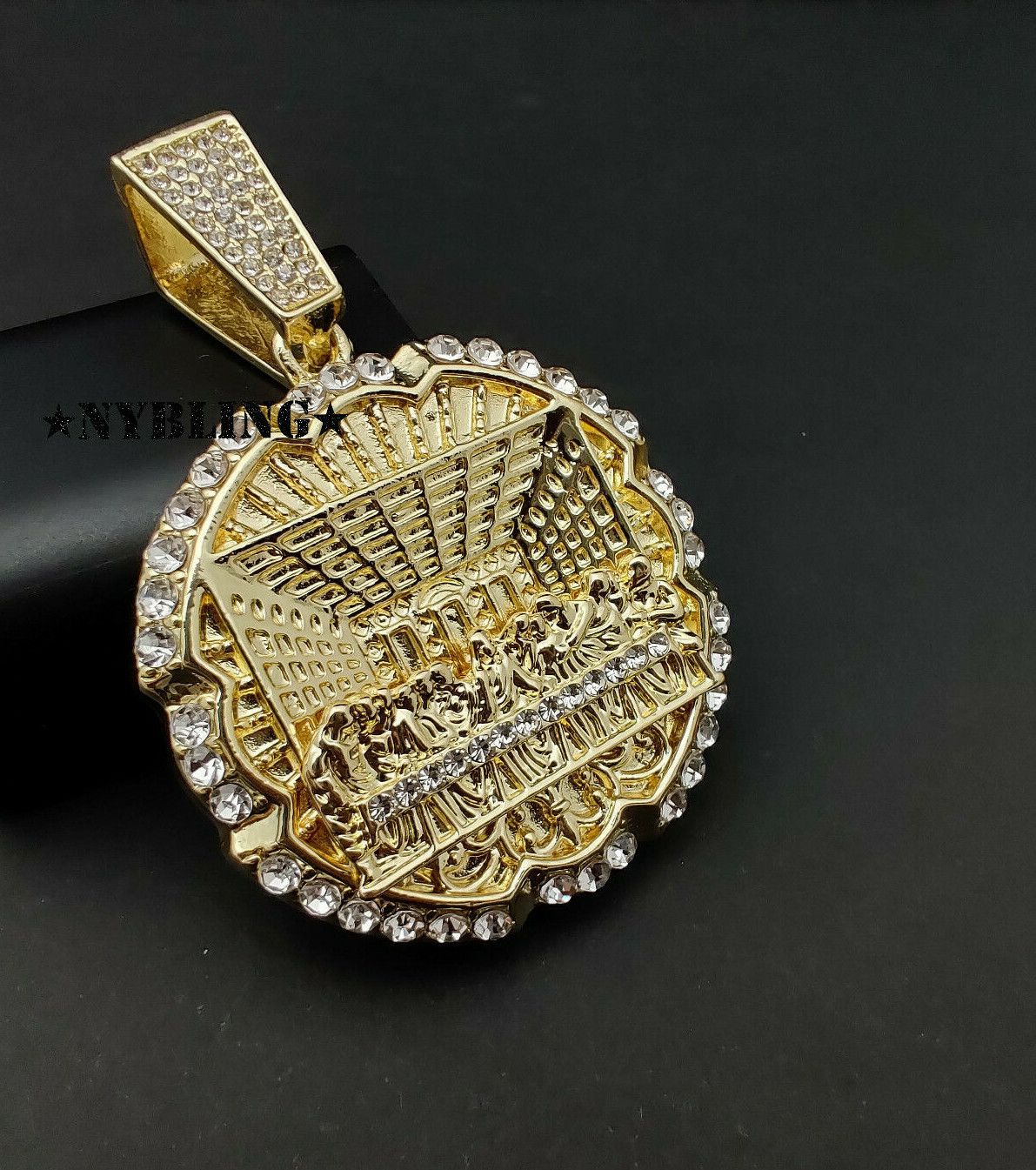 XL Last Supper Pendant with Miami Cuban Link Chain Necklace Plated CZ Jewelry