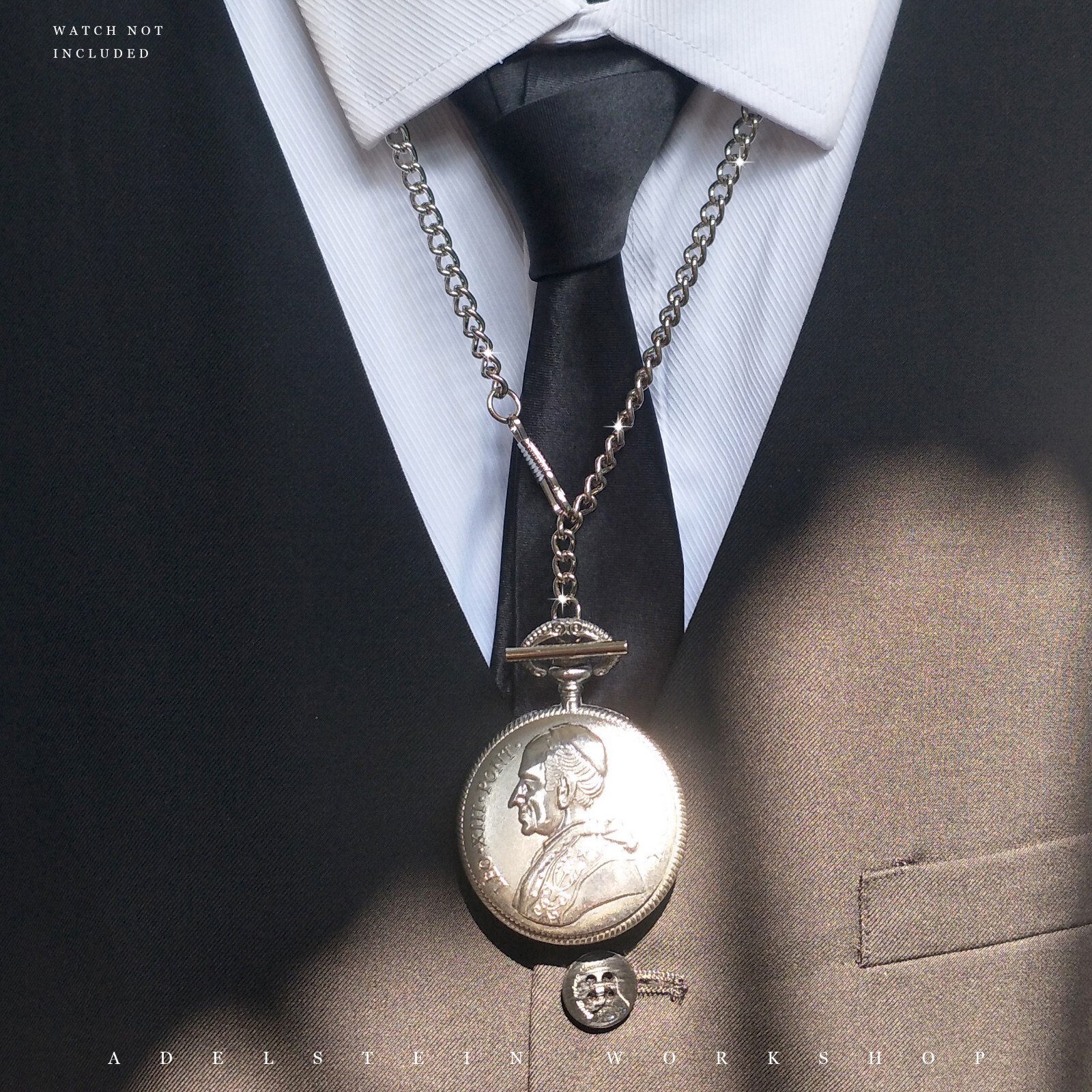 T-Bar Prince Albert Silver-Plated Vest-Pocket Watch Chain