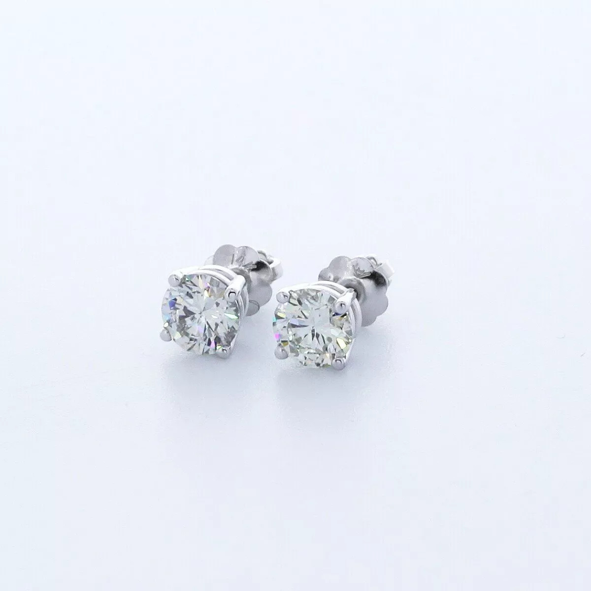 Solid 14K White Gold Stud Earrings Classic 1.01 CT Round Natural Diamond G SI1