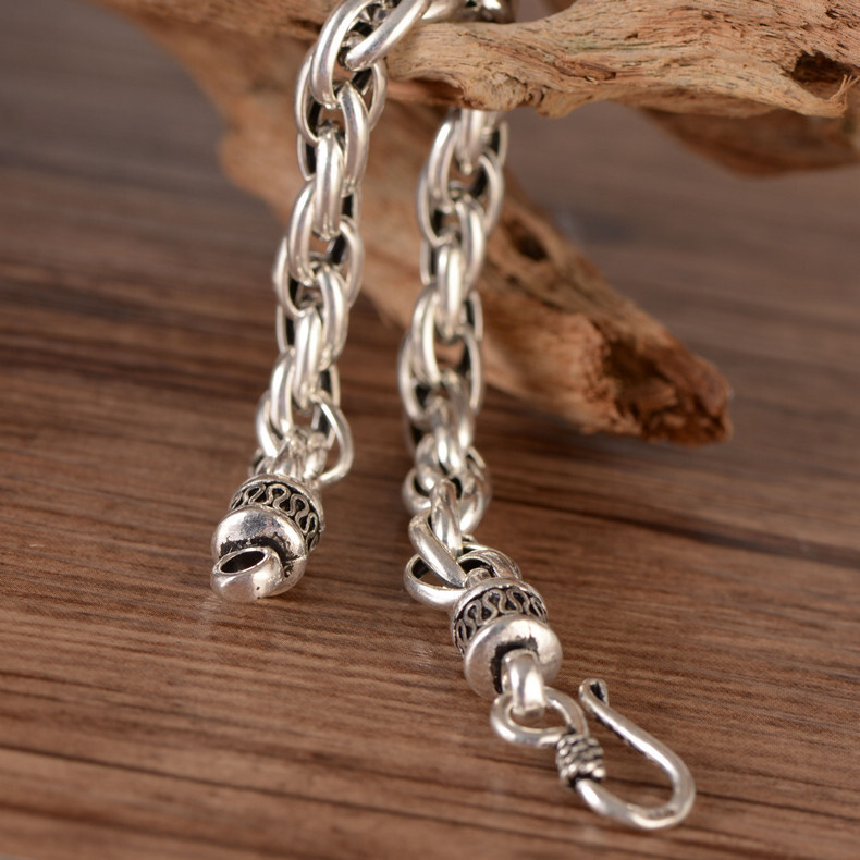 Real 925 Sterling Silver 8MM Loose Oval Link Chain Men’s Bracelet 8.26inch